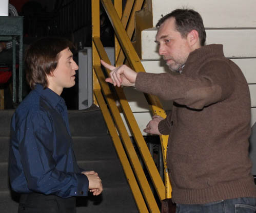 Сергей Безруков и Никита Высоцкий во время съемок программы